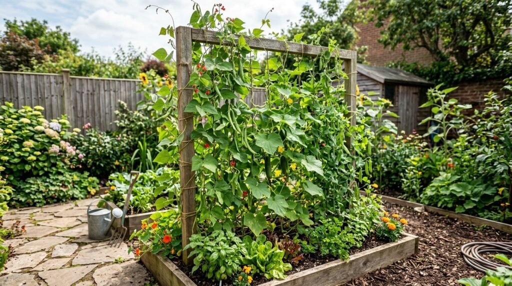 build a simple trellis for climbing vegetables