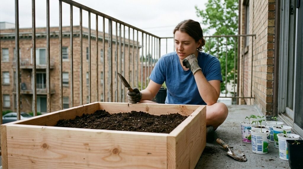 raised bed vegetable garden with variety of beginner plants growing in organized rows